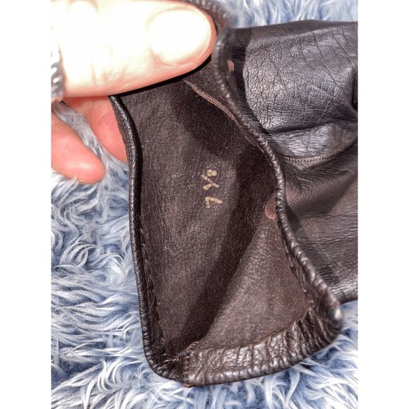 CHRISTIAN DIOR VIntage Chevrosu Dark Brown Butter Soft Leather Gloves Size 7.5 - Picture 6 of 11